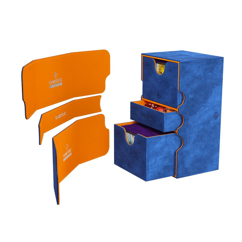 Load image into Gallery viewer, Gamegenic Stronghold 200+ XL Deck Box Double - Sleeved Card Storage Blue/Orange - Cobbco
