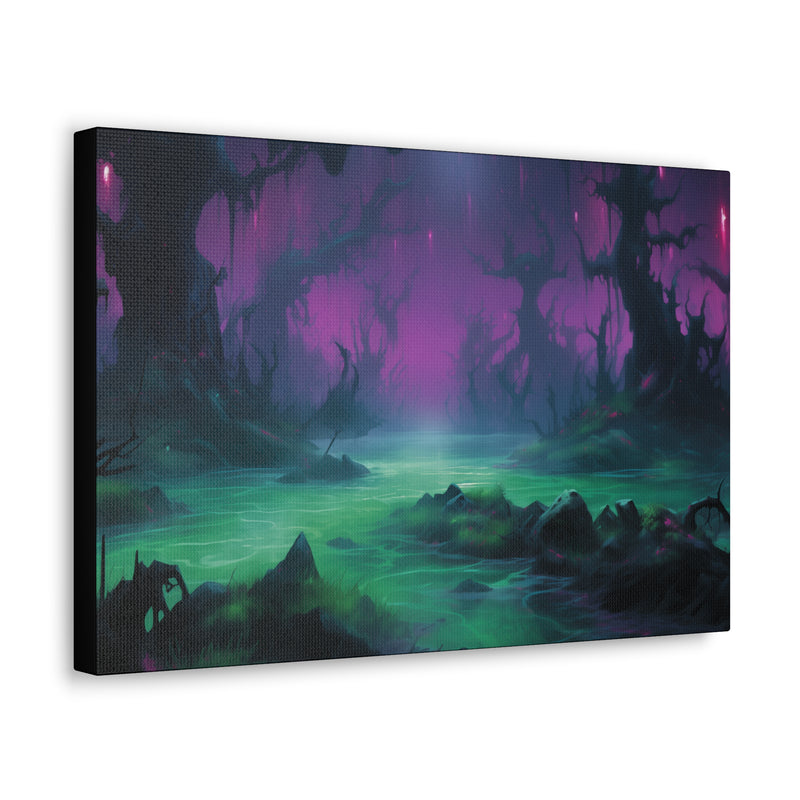 Load image into Gallery viewer, Canvas Gallery Wraps - MTG Swamp Landscape, Black Mana, Nerdy Gift Idea
