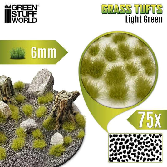Green Stuff World Static Grass Tufts 6 mm - Light Green - 10674 - Cobbco