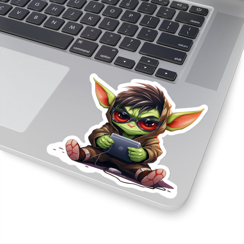 Load image into Gallery viewer, Nerdy Sticker Cute Chibi Gamer Goblin with Glasses #1 D&amp;D Anime
