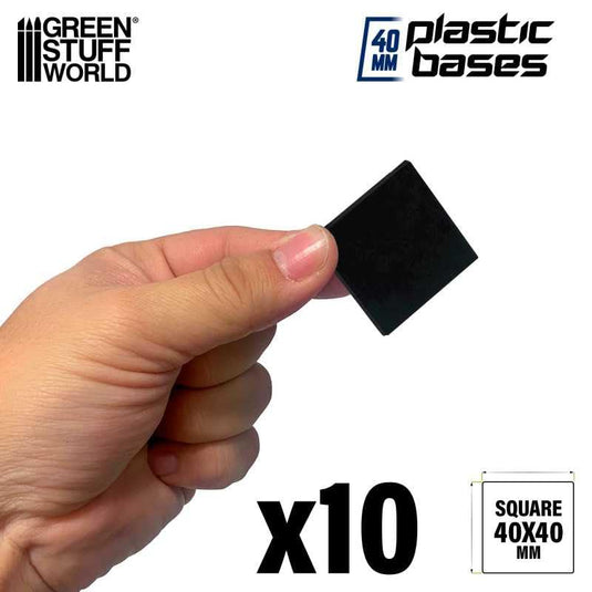 Green Stuff World 40mm Square Plastic Bases - Black 9832