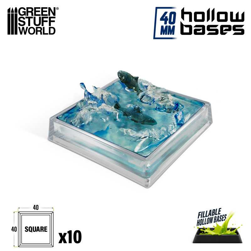 Load image into Gallery viewer, Green Stuff World 40mm Square Plastic Base Hollow - Clear 11462
