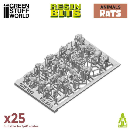Green Stuff World for Models & Miniatures 3D Printed Set - Small Rats 3508