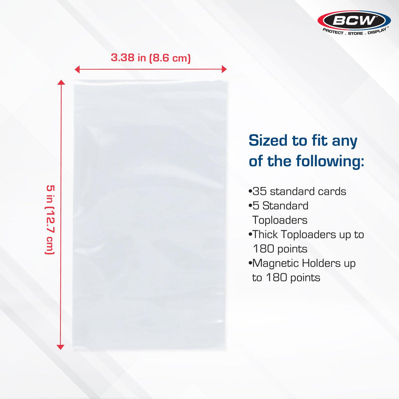 Load image into Gallery viewer, BCW Resealable Team Set Bags - 100 ct | Archival Quality Polypropylene | Holds 35 Standard Cards | Toploader and Magnetic Holder Compatible | Acid-Free Sealing Solution for Trading Card Collections
