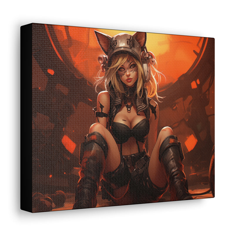 Load image into Gallery viewer, Canvas Gallery Wraps - Anime Girl with Cat Ears Tech Rebel Canvas Print,  Waifu and Weebs, Nerdy Gift Idea
