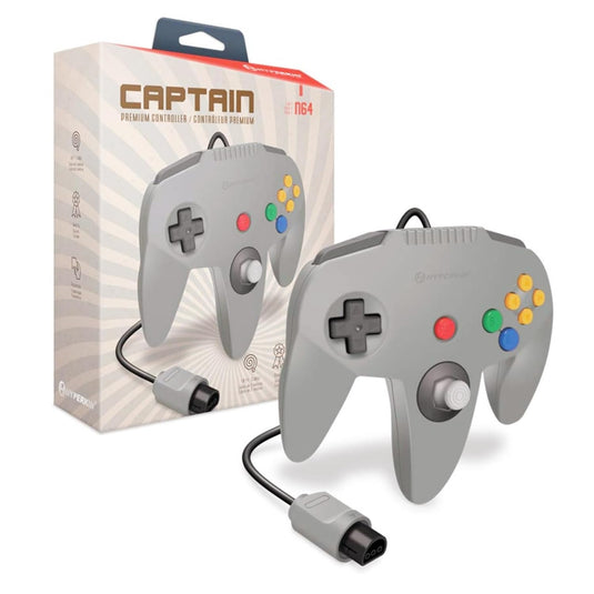 Hyperkin - "Captain Premium Controller for Nintendo N64 (Gray) - Retro Original Style Controller - Cobbco