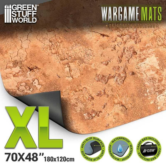 Green Stuff World Wargame Mat, Dreadrock Badlands, Neoprene Battle Surface, Anti-Slip Backing, 48x70 Inch, with Carrying Bag - 6343