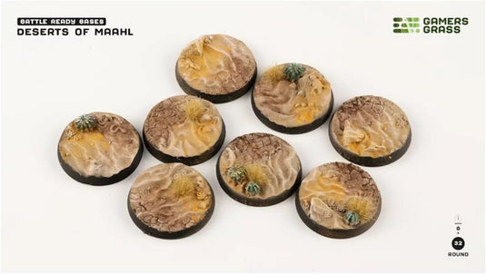 Gamer Grass Deserts of Maahl Bases - Round 32mm - Cobbco