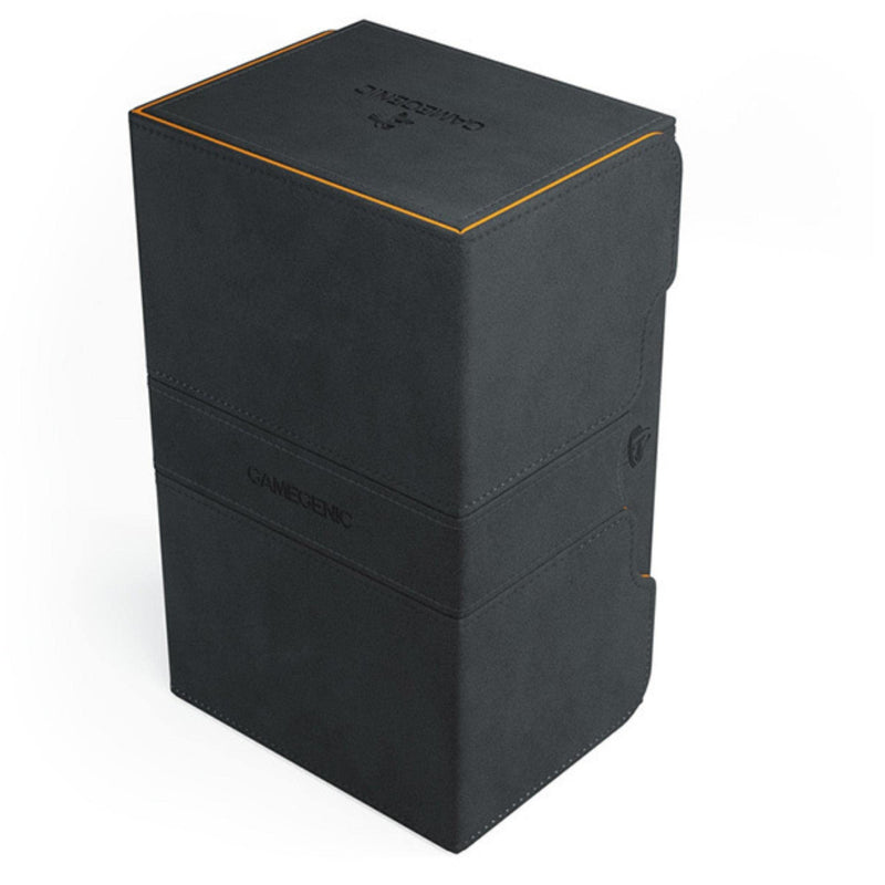 Load image into Gallery viewer, Gamegenic Stronghold 200+ XL Deck Box Double - Sleeved Card Storage Black/Orange - Cobbco
