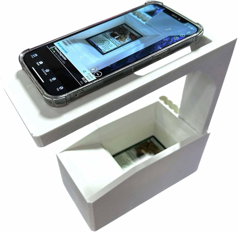 Load image into Gallery viewer, Scan Box – Universal Trading Card Scanning App Stand with Phone Mount &amp; Slide-Out Card Bin | Compatible with TCGplayer, Manabox &amp; More | Made in USA | Rugged &amp; Easy to Use (Scan Box)
