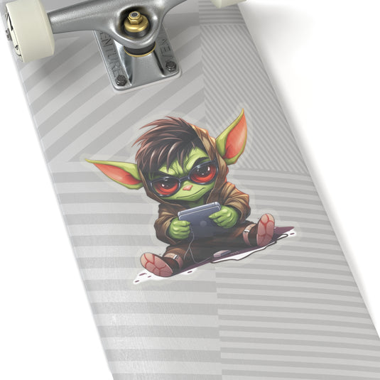 Nerdy Sticker Cute Chibi Gamer Goblin with Glasses