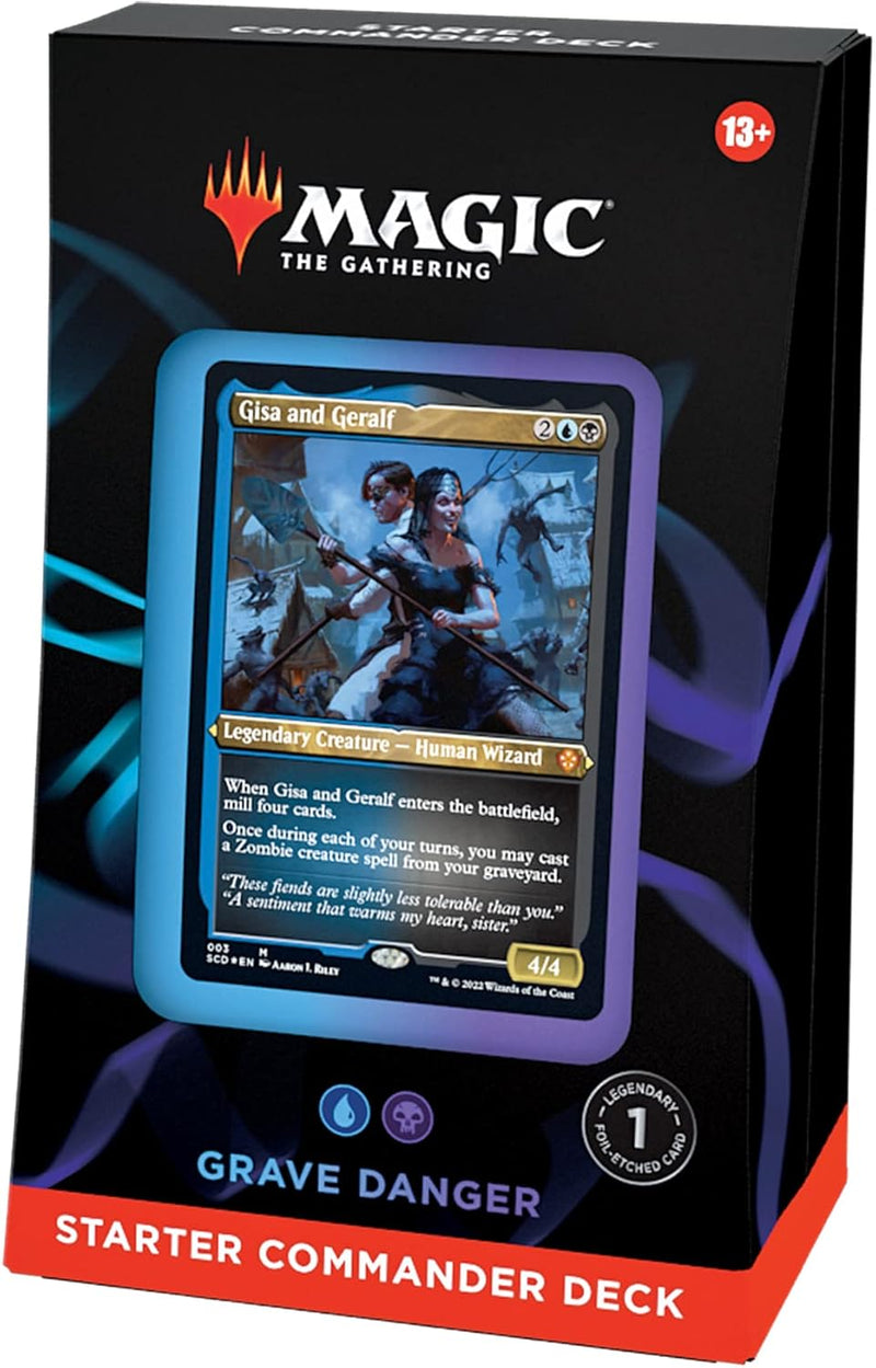 Load image into Gallery viewer, Magic: The Gathering Starter Commander Deck – Grave Danger (Blue-Black) | Ready-to-Play Deck for Beginners and Fans | Ages 13+ | Collectible Card Games
