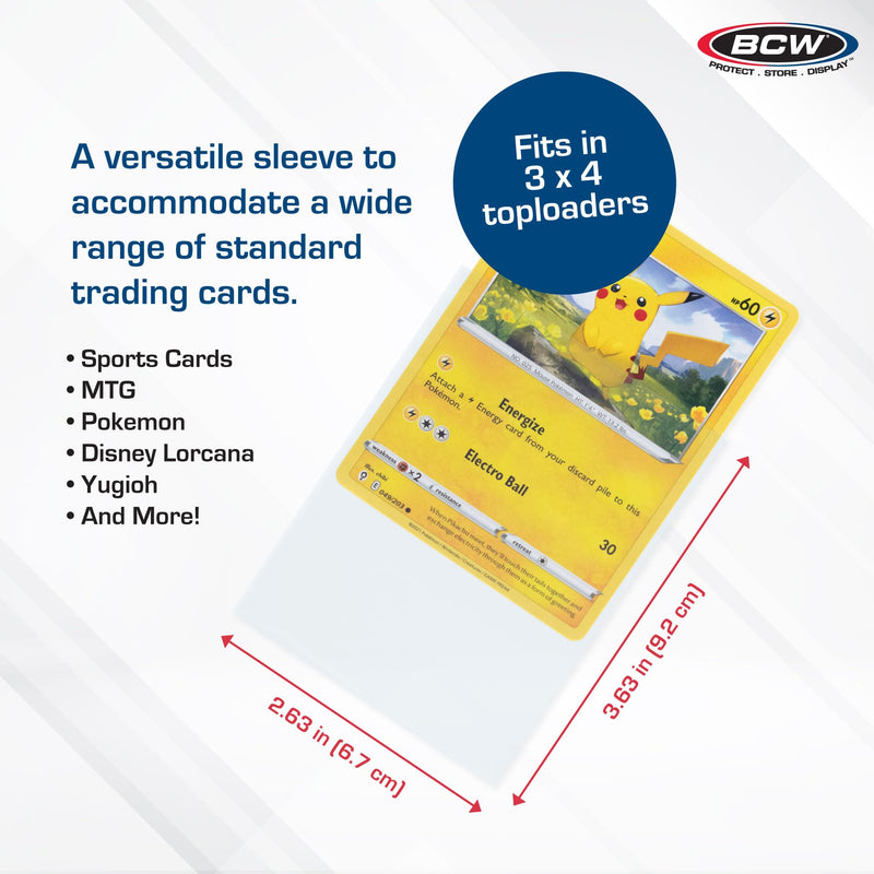 Load image into Gallery viewer, BCW Standard Card Sleeves - 500 Pack - 2-5/8" x 3-5/8" | Crystal Clear Acid-Free | BCW Penny Sleeves for Trading Cards | Baseball, Basketball, Football, Hockey, Pokemon, MTG BCW Card Sleeves
