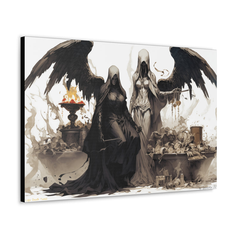 Load image into Gallery viewer, Canvas Gallery Wraps - Female Angel and Reaper, Life Death and Taxes,  Nerdy Gift Idea
