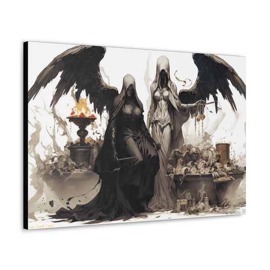 Canvas Gallery Wraps - Female Angel and Reaper, Life Death and Taxes,  Nerdy Gift Idea