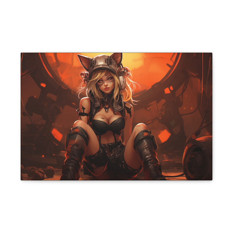 Load image into Gallery viewer, Canvas Gallery Wraps - Anime Girl with Cat Ears Tech Rebel Canvas Print,  Waifu and Weebs, Nerdy Gift Idea
