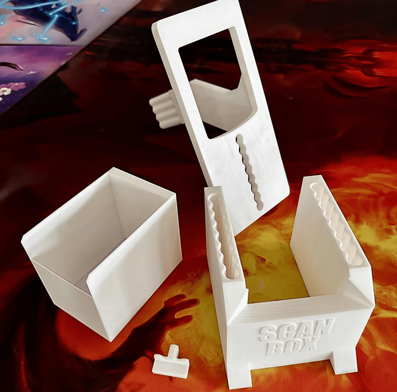 Load image into Gallery viewer, Scan Box V2 – Universal Stand for Trading Card Scan Apps with Phone Mount &amp; Slide - Out Card Bin | Compatible with TCGplayer, Manabox &amp; More | Made in USA | Holds 170+ Cards | Rugged &amp; Easy to Use - Cobbco
