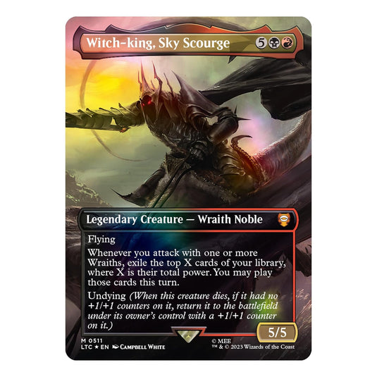 Magic The Gathering The Lord of The Rings: Tales of Middle - Earth Scene Box - Flight of The Witch - King (6 Scene Cards, 6 Art Cards, 3 Set Boosters + Display Easel) - Cobbco