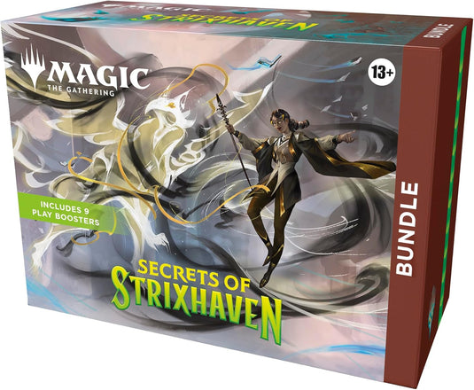 Magic: The Gathering Secrets of Strixhaven - Bundle (9 Play Boosters, 30 Lands, 1 Alt - Art Card + Exclusive Accessories) - Cobbco