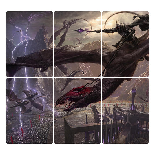 Magic The Gathering The Lord of The Rings: Tales of Middle - Earth Scene Box - Flight of The Witch - King (6 Scene Cards, 6 Art Cards, 3 Set Boosters + Display Easel) - Cobbco