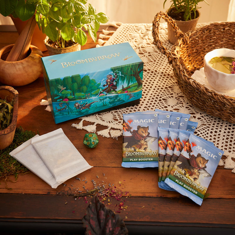 Load image into Gallery viewer, Magic: The Gathering Bloomburrow Bundle - 9 Play Boosters, 30 Land cards + Exclusive Accessories - Cobbco

