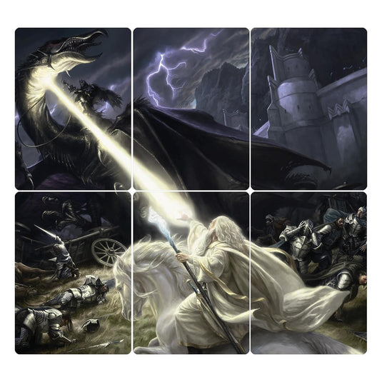 Magic The Gathering The Lord of The Rings: Tales of Middle - Earth Scene Box - Gandalf in Pelennor Fields (6 Scene Cards, 6 Art Cards, 3 Set Boosters + Display Easel) - Cobbco