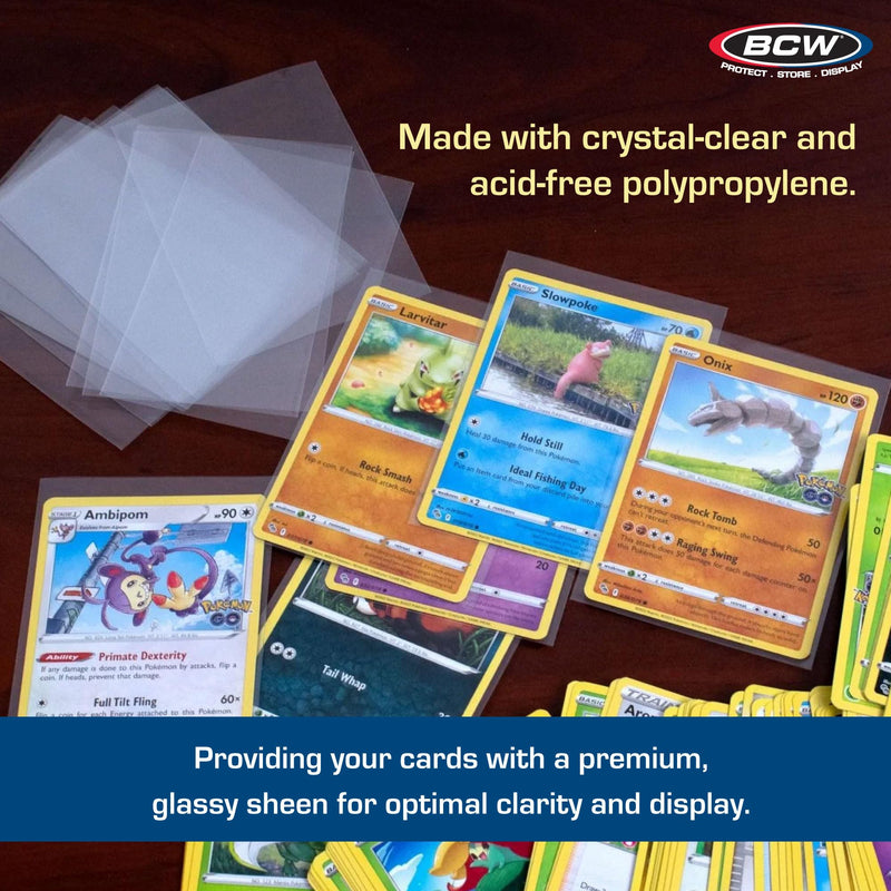 Load image into Gallery viewer, BCW Standard Card Sleeves - 500 Pack - 2-5/8" x 3-5/8" | Crystal Clear Acid-Free | BCW Penny Sleeves for Trading Cards | Baseball, Basketball, Football, Hockey, Pokemon, MTG BCW Card Sleeves
