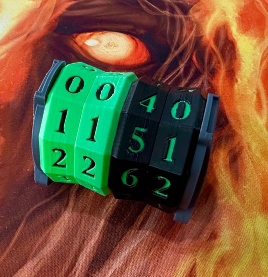Arena Games Large Spindown Counter for Tracking Counters, Tokens, and Life - MTG CCG Accessory (Green - Black Dual Color)