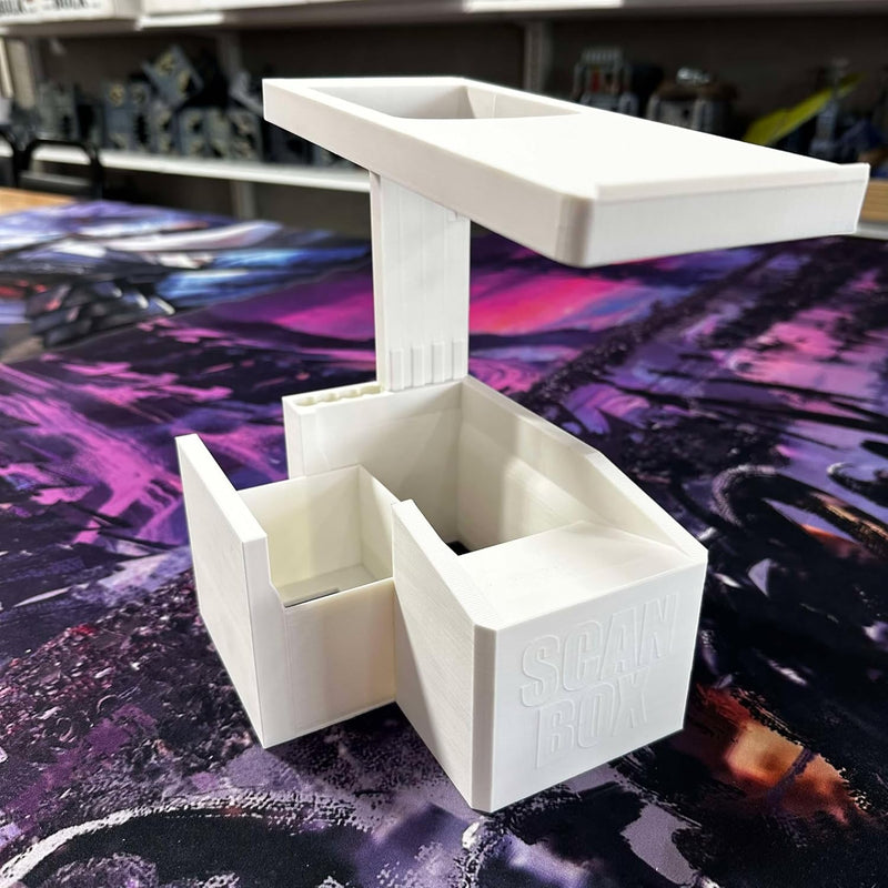 Load image into Gallery viewer, Scan Box – Universal Trading Card Scanning App Stand with Phone Mount &amp; Slide-Out Card Bin | Compatible with TCGplayer, Manabox &amp; More | Made in USA | Rugged &amp; Easy to Use (Scan Box)
