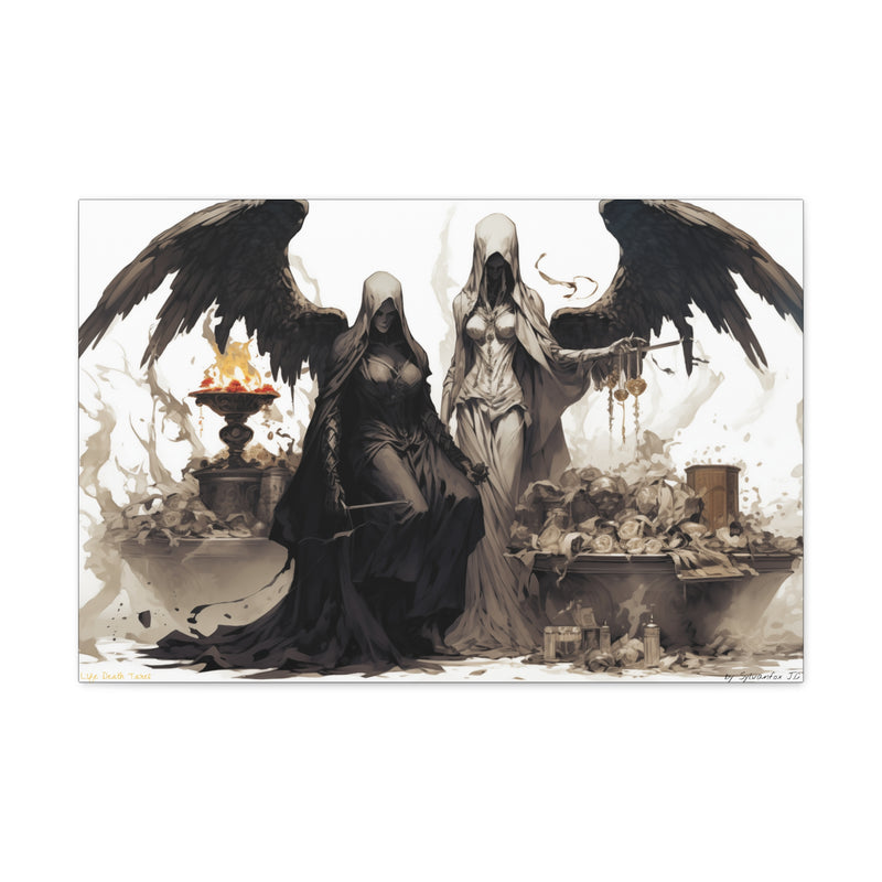 Load image into Gallery viewer, Canvas Gallery Wraps - Female Angel and Reaper, Life Death and Taxes,  Nerdy Gift Idea
