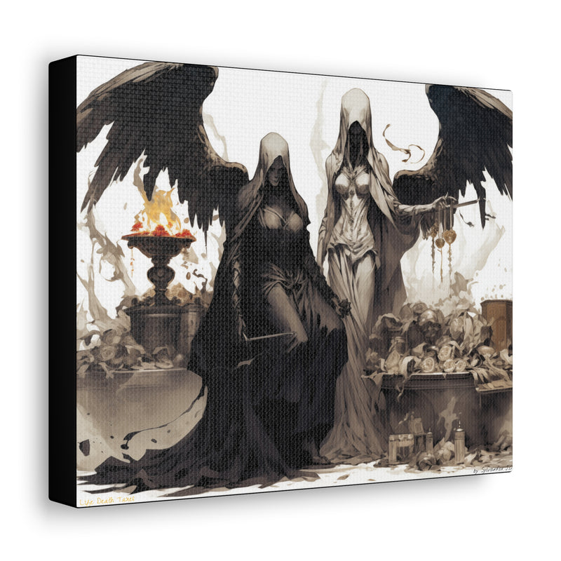 Load image into Gallery viewer, Canvas Gallery Wraps - Female Angel and Reaper, Life Death and Taxes,  Nerdy Gift Idea
