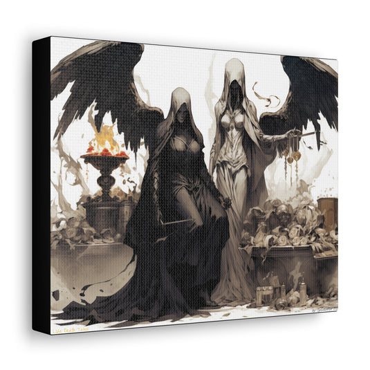 Canvas Gallery Wraps - Female Angel and Reaper, Life Death and Taxes,  Nerdy Gift Idea