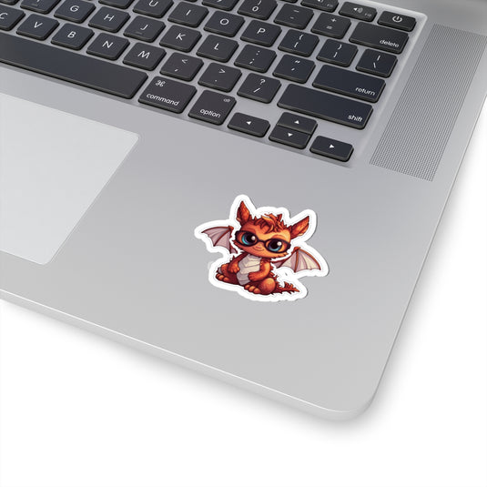 Nerdy Sticker Cute Chibi Red Dragon with Glasses,