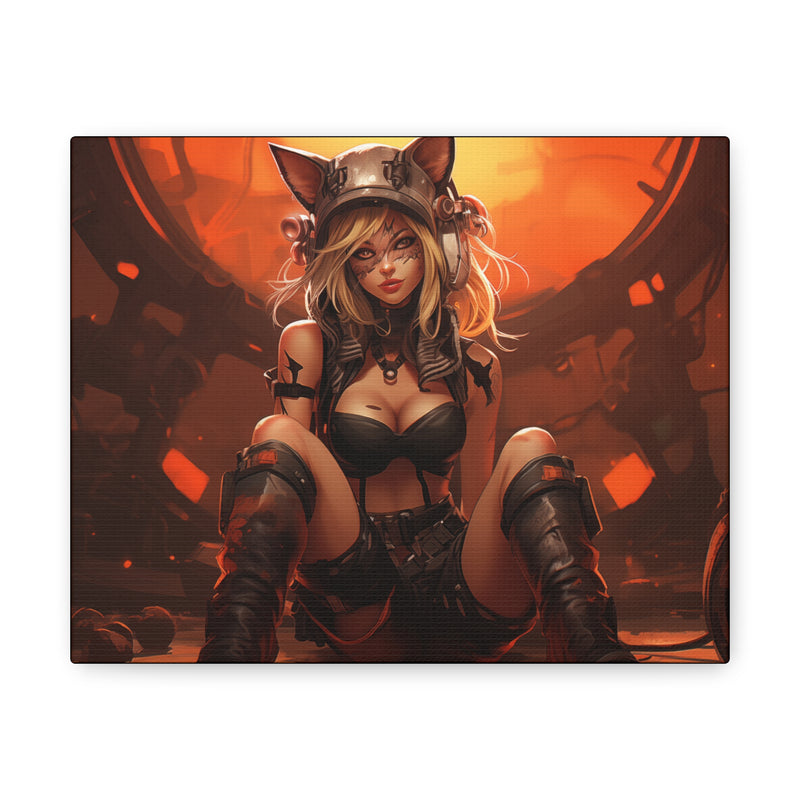 Load image into Gallery viewer, Canvas Gallery Wraps - Anime Girl with Cat Ears Tech Rebel Canvas Print,  Waifu and Weebs, Nerdy Gift Idea
