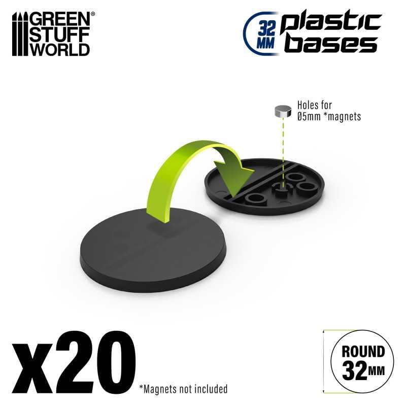 Load image into Gallery viewer, Green Stuff World 32mm Round Plastic Bases - Black 9822
