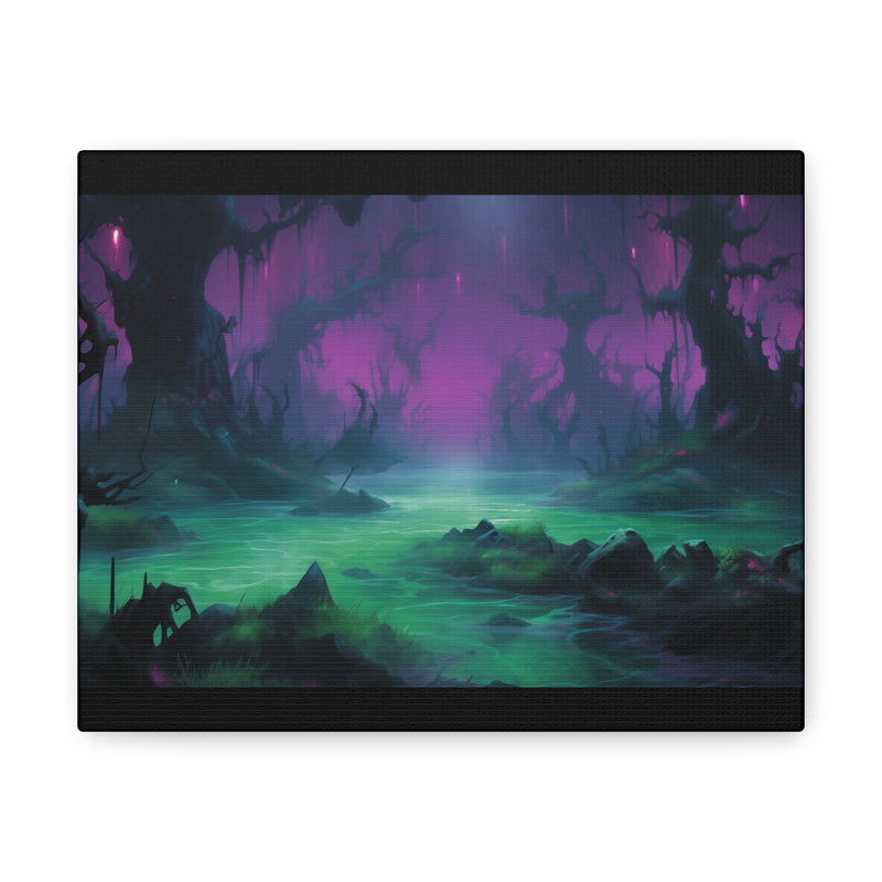 Load image into Gallery viewer, Canvas Gallery Wraps - MTG Swamp Landscape, Black Mana, Nerdy Gift Idea
