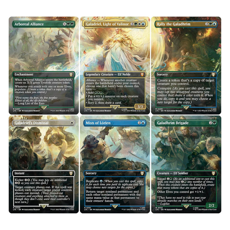 Load image into Gallery viewer, Magic The Gathering The Lord of The Rings: Tales of Middle - Earth Scene Box - The Might of Galadriel (6 Scene Cards, 6 Art Cards, 3 Set Boosters + Display Easel) - Cobbco

