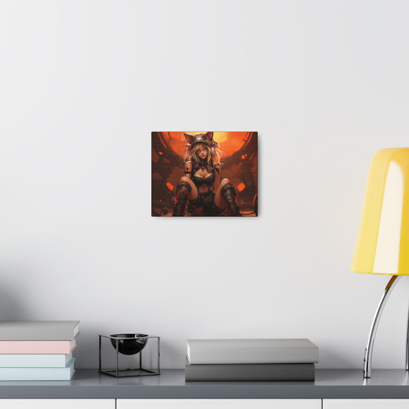 Load image into Gallery viewer, Canvas Gallery Wraps - Anime Girl with Cat Ears Tech Rebel Canvas Print,  Waifu and Weebs, Nerdy Gift Idea

