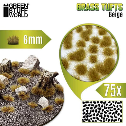 Green Stuff World Static Grass Tufts 6 mm - Beige - 10671 - Cobbco