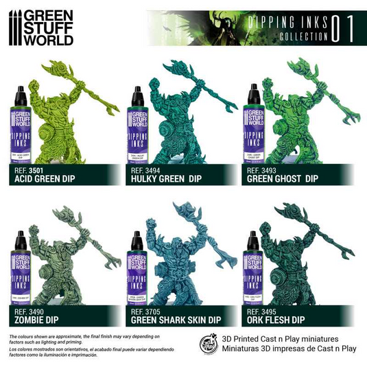 Green Stuff World Paint Set 11693 - Dipping Ink Contrast Paint Collection 01