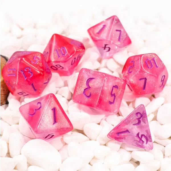 Load image into Gallery viewer, Foam Brain Games RPG Dice Set - Cheshire w/Purple FBG2223
