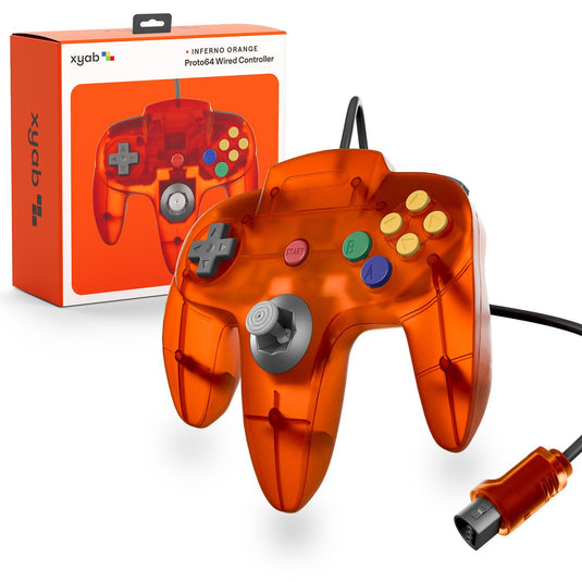 XYAB PROTO64 Wired Controller - Fire Orange for Nintendo n64 - Cobbco