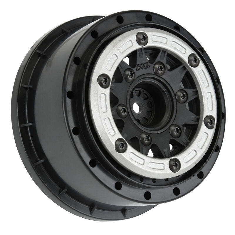 Load image into Gallery viewer, Pro-Line Racing 2811-03 Raid Bead-Loc Fr/Rr 2.2&quot;/3.0&quot; 12 &amp; 14mm SC Wheels (2) Silvr/Blk 1/10 RC
