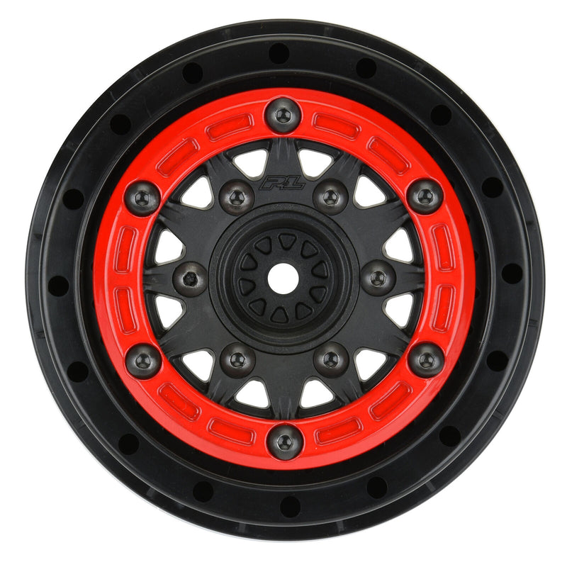 Load image into Gallery viewer, Pro-line Racing 2811-04 Raid Bead-Loc Fr/Rr 2.2&quot;/3.0&quot; 12 &amp; 14mm SC Wheels (2) Red/Blk 1/10 RC
