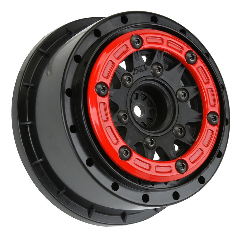 Load image into Gallery viewer, Pro-line Racing 2811-04 Raid Bead-Loc Fr/Rr 2.2&quot;/3.0&quot; 12 &amp; 14mm SC Wheels (2) Red/Blk 1/10 RC
