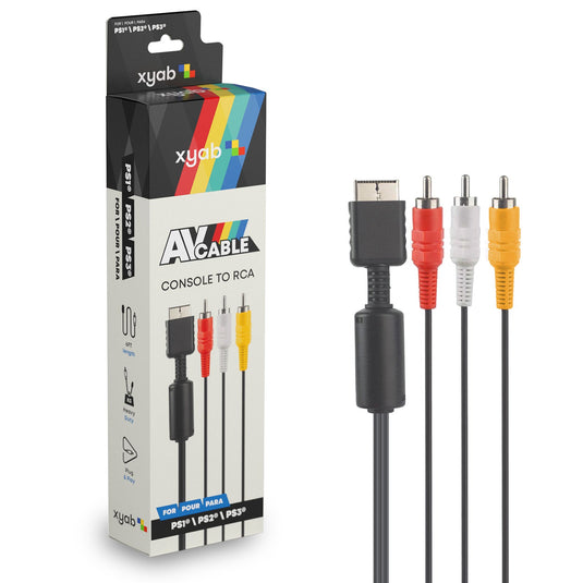 XYAB AV Composite Cable Compatible with Sony PS1® / PS2® / PS3® consoles. - Cobbco