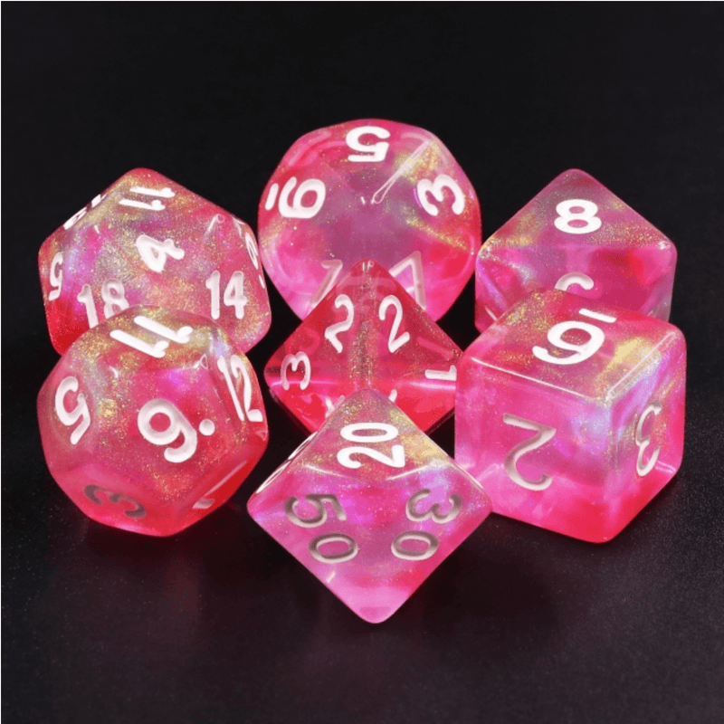 Load image into Gallery viewer, Foam Brain Games RPG Dice Set - Pink Bunny w/White FBG2222 - Cobbco
