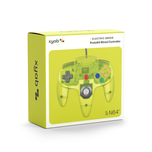 XYAB PROTO64 Wired Controller - Extreme Green for Nintendo n64 - Cobbco