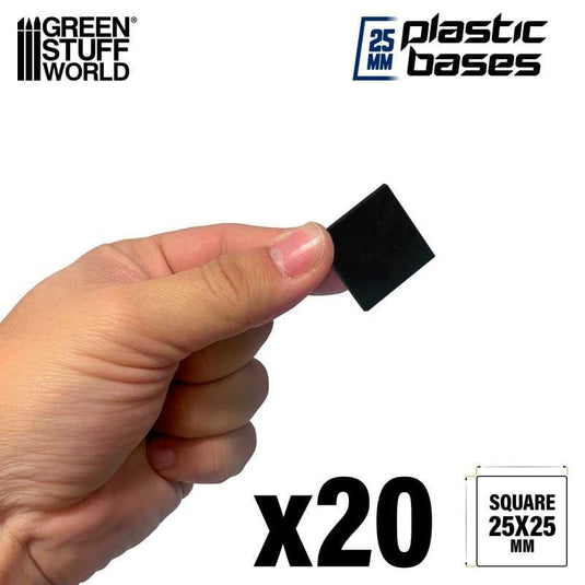 Green Stuff World 25mm Square Plastic Bases - Black 9831