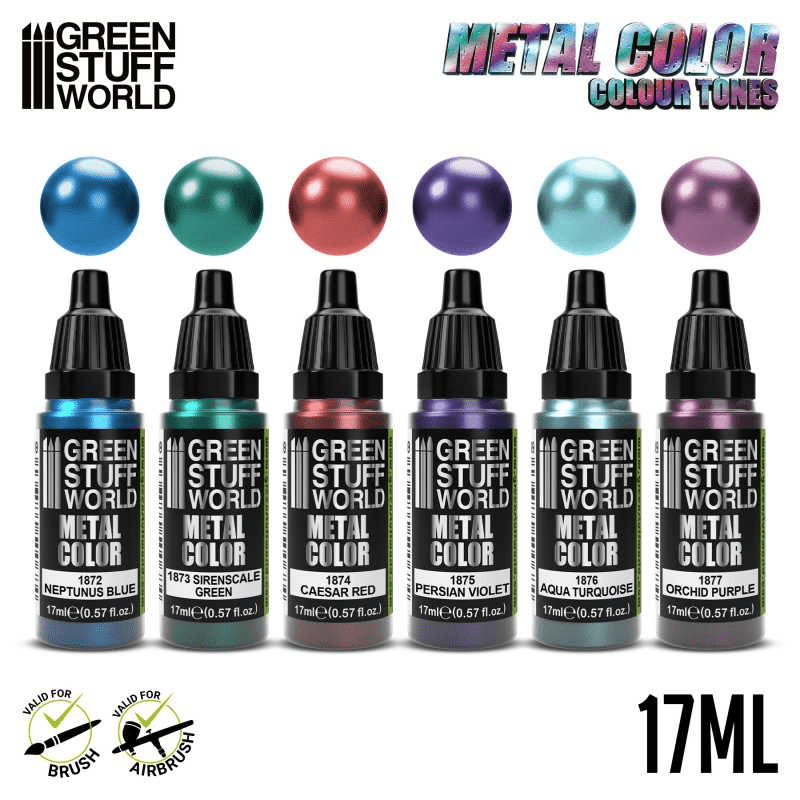 Load image into Gallery viewer, Green Stuff World Colour Metallics Paint Set 6 x 17ml - 9912 - Cobbco
